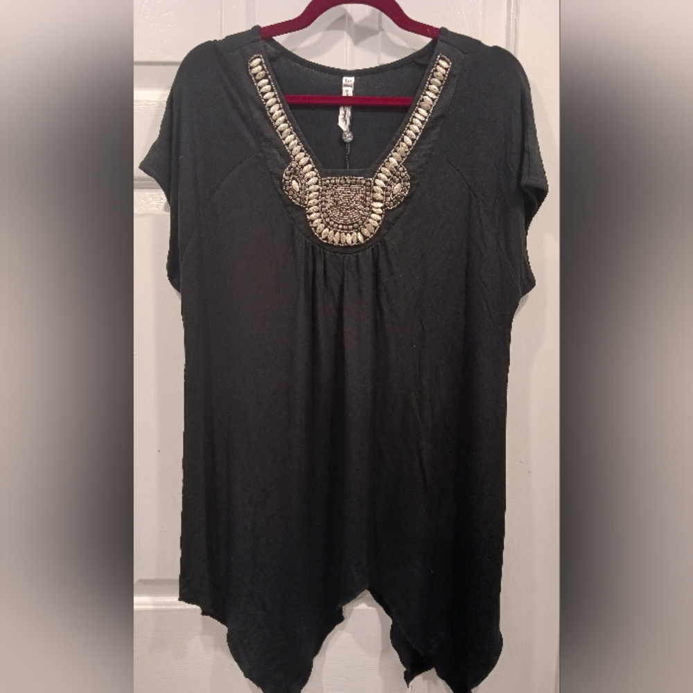 White Mark Black and Siler Asymmetrical Embellished Blouse